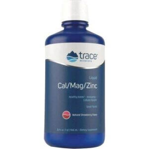 Trace Minerals Liquid Cal/Mag/Zinc, Strawberry - 946 ml.