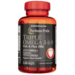 Puritan's Pride Olej Omega-3-6-9 z olejem lnianym - 120 kapsułek