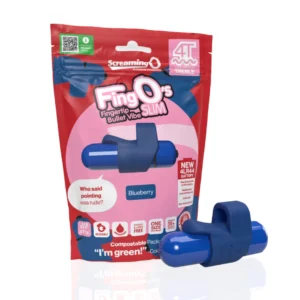 The Screaming O - 4T FingO Slim Mini Wibrator z Silikonową Nakładką Niebieski
