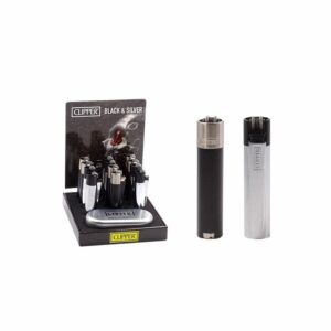 Zapalniczka Stalowa Czarno Srebrna Clipper+etui