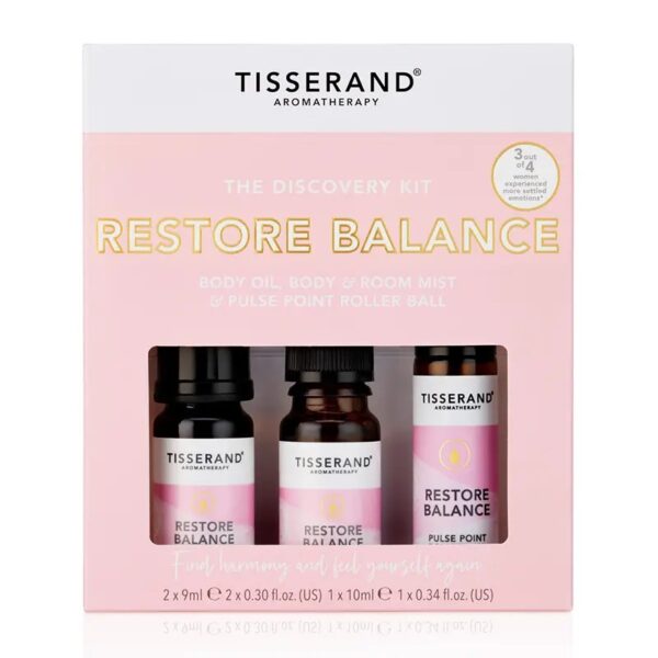 TISSERAND AROMATHERAPY Restore Balance Discovery Kit - Body Oil, Body & Room Mist & Pulse Point Roller Ball (2 x 9 ml, 1 x 10 ml) FilarZdrowia